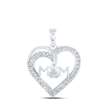 Load image into Gallery viewer, Heart of Love Diamond Pendant | 10kt White Gold Womens Round Diamond Heart Pendant 1/6 Cttw | Splendid Jewellery Top view from the 10Kt White Gold Womens Round Diamond Mom Heart Pendant 1 6 Cttwpin230136 collection by Splendid Jewellery