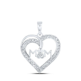 Heart of Love Diamond Pendant | 10kt White Gold Womens Round Diamond Heart Pendant 1/6 Cttw | Splendid Jewellery Top view from the 10Kt White Gold Womens Round Diamond Mom Heart Pendant 1 6 Cttwpin230136 collection by Splendid Jewellery