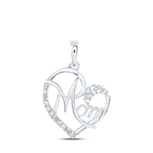 Load image into Gallery viewer, Heartfelt Love Diamond Pendant | 10kt White Gold Round Diamond Mom Heart Pendant 1/8 Cttw Top view from the 10Kt White Gold Womens Round Diamond Mom Heart Pendant 1 8 Cttwpin230342 collection by Splendid Jewellery