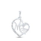 Heartfelt Love Diamond Pendant | 10kt White Gold Round Diamond Mom Heart Pendant 1/8 Cttw Top view from the 10Kt White Gold Womens Round Diamond Mom Heart Pendant 1 8 Cttwpin230342 collection by Splendid Jewellery