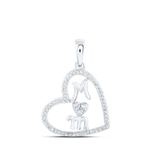 Load image into Gallery viewer, Heart of Love Diamond Pendant Top view from the 10Kt White Gold Womens Round Diamond Mom Heart Pendant 1 8 Cttwpin230301 collection by Splendid Jewellery