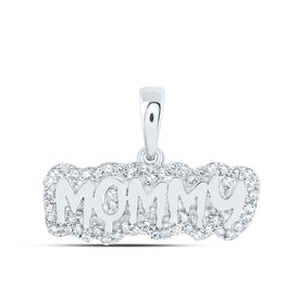 10kt White Gold Round Diamond MOMMY Mom Pendant - A Symbol of Eternal Love and Affection Top view from the 10Kt White Gold Womens Round Diamond Mommy Mom Pendant 1 5 Cttwpin230315 collection by Splendid Jewellery