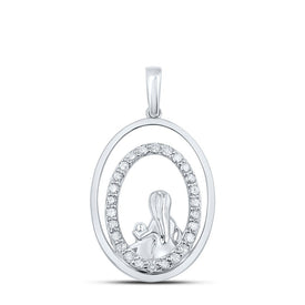 Eternal Love Diamond Pendant Top view from the 10Kt White Gold Womens Round Diamond Oval Child Mom Pendant 1 5 Cttwpin212534 collection by Splendid Jewellery