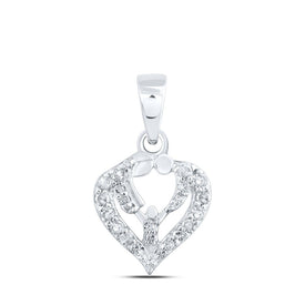 Heart of Love Diamond Pendant Top view from the 10Kt White Gold Womens Round Diamond Parents Heart Pendant 1 10 Cttwpin230197 collection by Splendid Jewellery