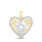 Heart of Love Diamond Pendant | 10kt Yellow Gold Womens Round Diamond Mom Child Heart Pendant 1/10 Cttw product  Top View from Splendid Jewellery