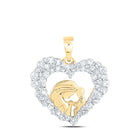 Heart of Love Diamond Pendant - 10kt Yellow Gold Women's Round Diamond Mom Child Heart Pendant 3/8 Cttw product  Top View from Splendid Jewellery