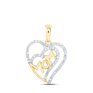 Diamond For Mom Pendant | 10kt Yellow Gold Womens Round Diamond Mom Heart Pendant 1/3 Cttw | Splendid Jewellery GND