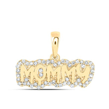Load image into Gallery viewer, Radiant Love Diamond Pendant - 10kt Yellow Gold Womens Round Diamond MOMMY Mom Pendant 1/5 Cttw product  Top View from Splendid Jewellery