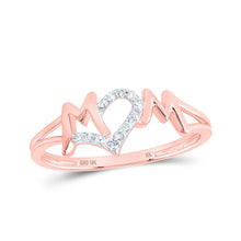 Load image into Gallery viewer, Rose Gold Diamond Love Knot Ring for Mom Top view from the 10Kt Rose Gold Womens Round Diamond Mom Ring 1 12 Cttwpin230397 collection by Splendid Jewellery