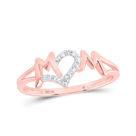 Rose Gold Diamond Love Knot Ring for Mom Top view from the 10Kt Rose Gold Womens Round Diamond Mom Ring 1 12 Cttwpin230397 collection by Splendid Jewellery