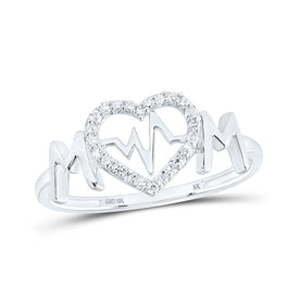 Heartbeat of Love Diamond Ring Top view from the 10Kt White Gold Womens Round Diamond Heartbeat Mom Ring 1 10 Cttwpin230339 collection by Splendid Jewellery
