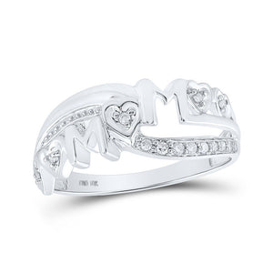 Diamond For Mom Ring | 10kt White Gold Womens Round Diamond Mom Ring 1/10 Cttw | Splendid Jewellery GND