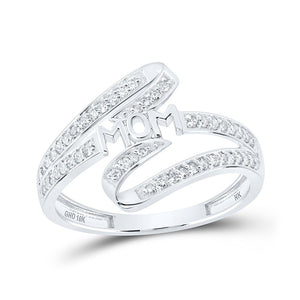 Diamond For Mom Ring | 10kt White Gold Womens Round Diamond Mom Ring 1/4 Cttw | Splendid Jewellery GND