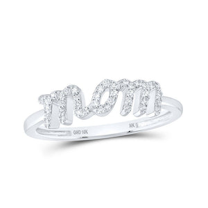 Diamond For Mom Ring | 10kt White Gold Womens Round Diamond Mom Ring 1/6 Cttw | Splendid Jewellery GND