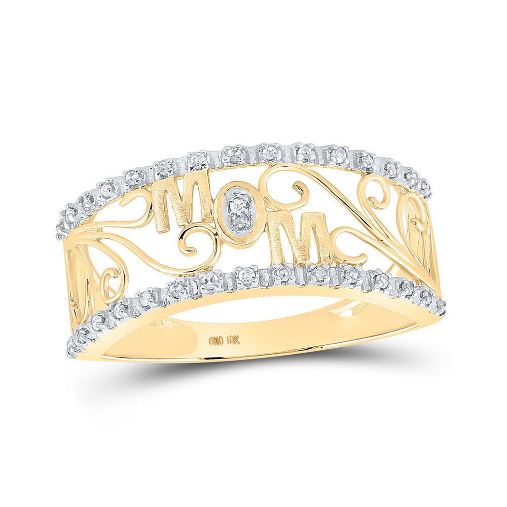 Diamond For Mom Ring | 10kt Yellow Gold Womens Round Diamond Mom Band Ring 1/10 Cttw | Splendid Jewellery GND
