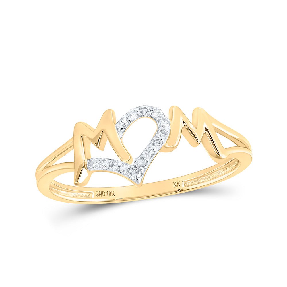Diamond For Mom Ring | 10kt Yellow Gold Womens Round Diamond Mom Ring 1/12 Cttw | Splendid Jewellery GND
