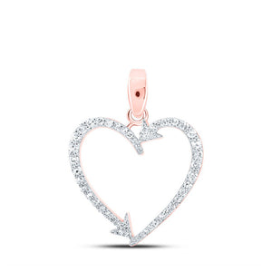 Diamond Heart & Love Symbol Pendant | 10kt Rose Gold Womens Round Diamond Arrow Heart Pendant 1/5 Cttw | Splendid Jewellery GND