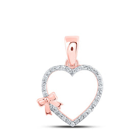 Captivating Rose Gold Diamond Bow Heart Pendant - Alternate view 1 from Splendid Jewellery