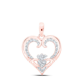 Enchanting Rose Gold Diamond Claddagh Heart Pendant - Alternate view 1 from Splendid Jewellery