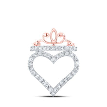 Load image into Gallery viewer, Enchanting Rose Gold Diamond Crown Heart Pendant - Alternate view 1 from Splendid Jewellery