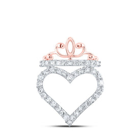 Enchanting Rose Gold Diamond Crown Heart Pendant - Alternate view 1 from Splendid Jewellery