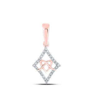 Diamond Heart & Love Symbol Pendant | 10kt Rose Gold Womens Round Diamond Heart Pendant 1/12 Cttw | Splendid Jewellery GND
