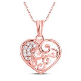 Romantic Rose Gold Diamond Heart Pendant - Symbol of Eternal Love and Elegance - Alternate view 1 from Splendid Jewellery