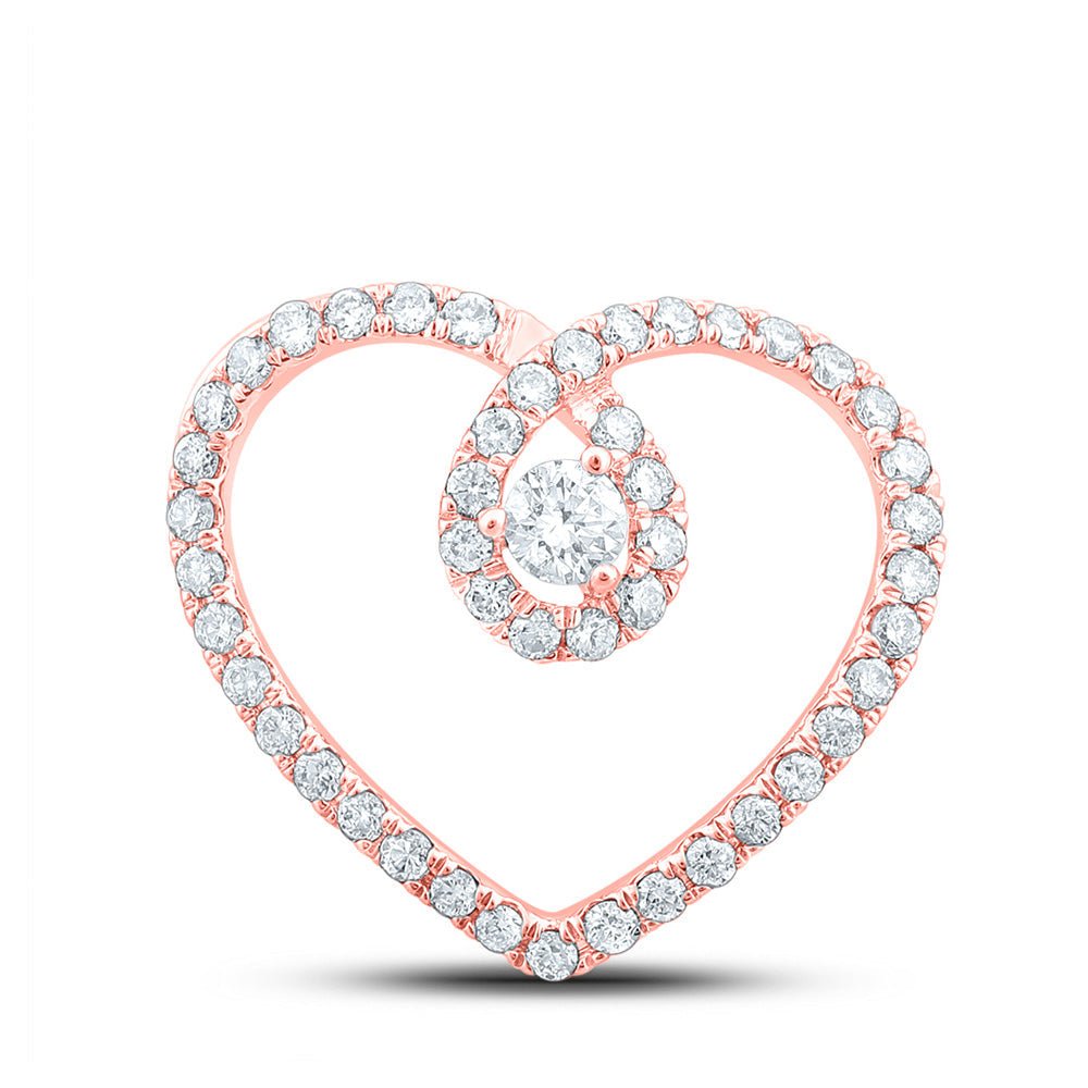 Diamond Heart & Love Symbol Pendant | 10kt Rose Gold Womens Round Diamond Heart Pendant 1/3 Cttw | Splendid Jewellery GND