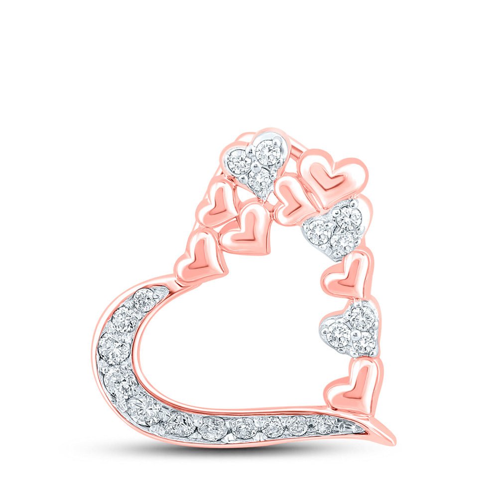 Diamond Heart & Love Symbol Pendant | 10kt Rose Gold Womens Round Diamond Heart Pendant 1/5 Cttw | Splendid Jewellery GND