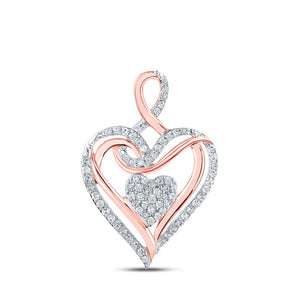 Diamond Heart & Love Symbol Pendant | 10kt Rose Gold Womens Round Diamond Heart Pendant 1/5 Cttw | Splendid Jewellery GND