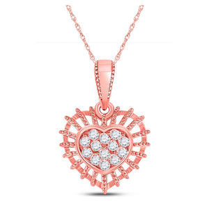 Diamond Heart & Love Symbol Pendant | 10kt Rose Gold Womens Round Diamond Heart Pendant 1/8 Cttw | Splendid Jewellery GND