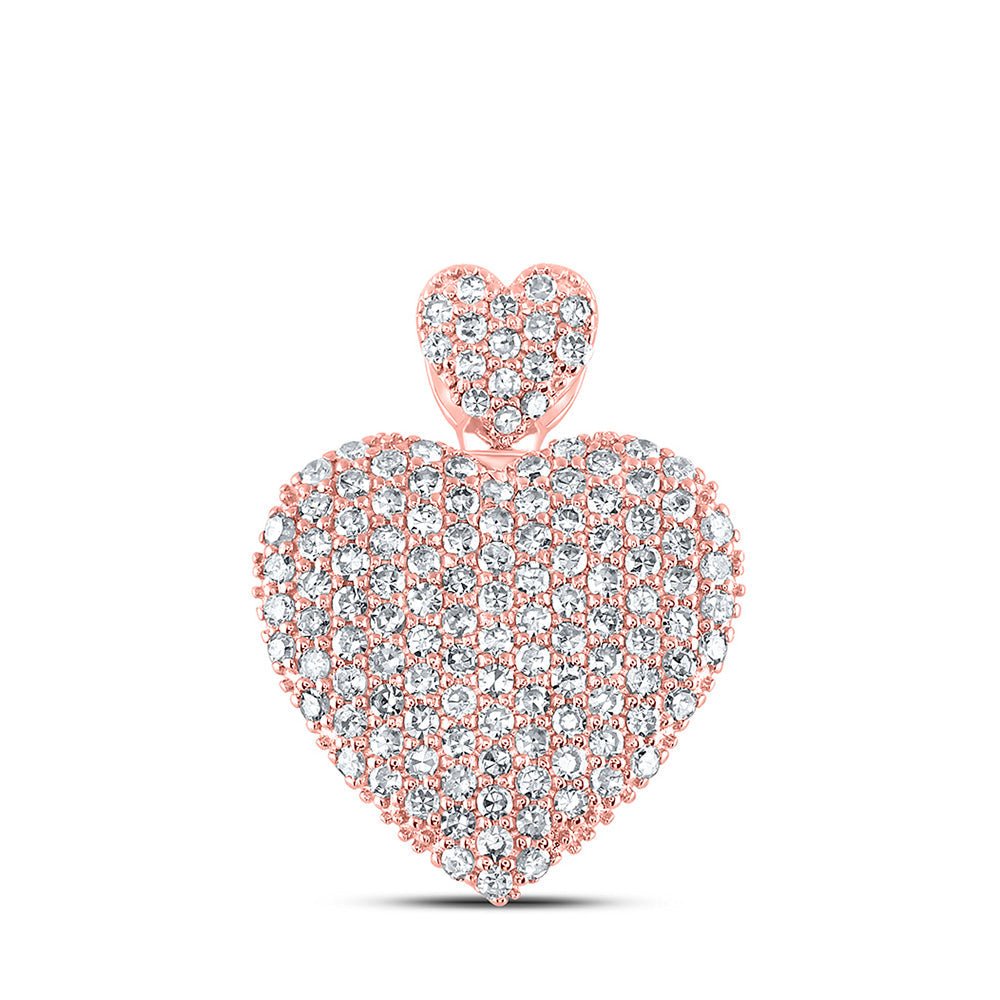 Diamond Heart & Love Symbol Pendant | 10kt Rose Gold Womens Round Diamond Heart Pendant 3/4 Cttw | Splendid Jewellery GND