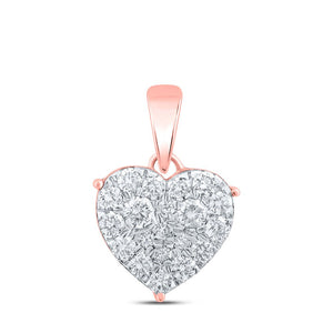 Diamond Heart & Love Symbol Pendant | 10kt Rose Gold Womens Round Diamond Heart Pendant 3/4 Cttw | Splendid Jewellery GND