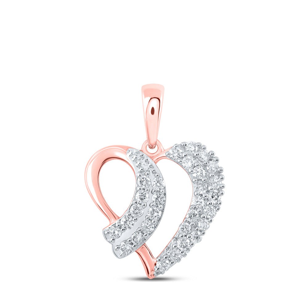 Diamond Heart & Love Symbol Pendant | 10kt Rose Gold Womens Round Diamond Heart Pendant 3/8 Cttw | Splendid Jewellery GND