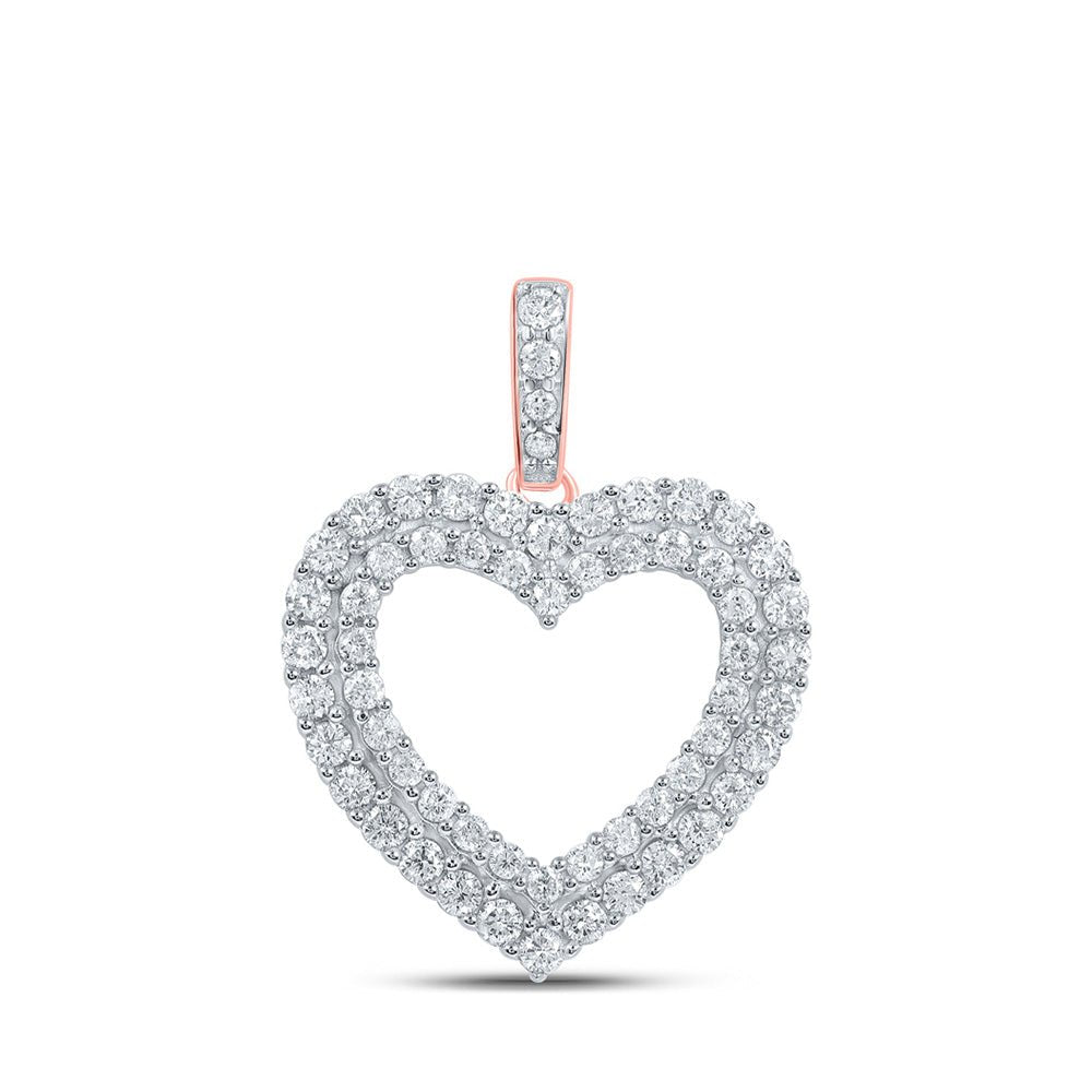 Diamond Heart & Love Symbol Pendant | 10kt Rose Gold Womens Round Diamond Heart Pendant 5/8 Cttw | Splendid Jewellery GND