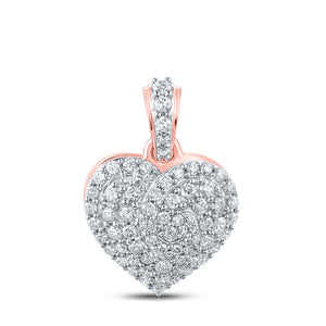 Diamond Heart & Love Symbol Pendant | 10kt Rose Gold Womens Round Diamond Heart Pendant 7/8 Cttw | Splendid Jewellery GND