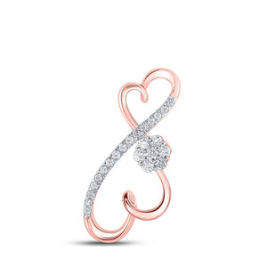 Diamond Heart & Love Symbol Pendant | 10kt Rose Gold Womens Round Diamond Infinity Heart Pendant 1/4 Cttw | Splendid Jewellery GND