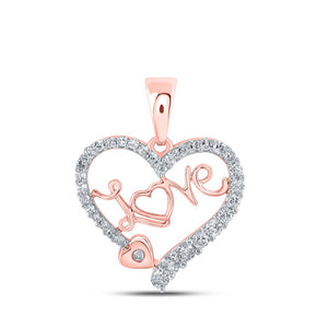 Diamond Heart & Love Symbol Pendant | 10kt Rose Gold Womens Round Diamond Love Heart Pendant 1/3 Cttw | Splendid Jewellery GND