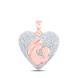 Rose Gold Diamond Heart & Love Symbol Pendant | 1/5 Cttw Mom Child Heart Necklace - Alternate view 1 from Splendid Jewellery