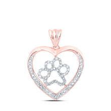 Load image into Gallery viewer, Radiant Love and Paw Diamond Pendant | 10kt Rose Gold 1/3 Cttw Heart Necklace - Alternate view 1 from Splendid Jewellery