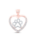 Radiant Love and Paw Diamond Pendant | 10kt Rose Gold 1/3 Cttw Heart Necklace - Alternate view 1 from Splendid Jewellery