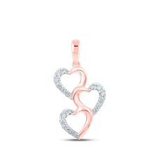 Load image into Gallery viewer, Captivating Rose Gold Triple Heart Diamond Pendant - Alternate view 1 from Splendid Jewellery