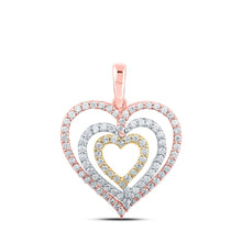 Load image into Gallery viewer, Tri-Tone Gold Diamond Nested Heart Pendant: A Mesmerizing Symbol of Love and Elegance - Alternate view 1 from Splendid Jewellery