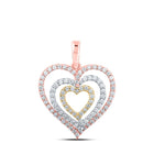 Tri-Tone Gold Diamond Nested Heart Pendant: A Mesmerizing Symbol of Love and Elegance - Alternate view 1 from Splendid Jewellery