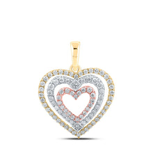Load image into Gallery viewer, Nested Love: 10kt Tri-Tone Gold Diamond Heart Pendant - Alternate view 1 from Splendid Jewellery