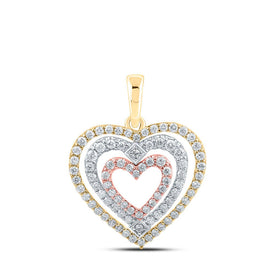 Nested Love: 10kt Tri-Tone Gold Diamond Heart Pendant - Alternate view 1 from Splendid Jewellery