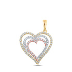 10kt Tri-Tone Gold Diamond Heart & Love Symbol Pendant - Alternate view 1 from Splendid Jewellery
