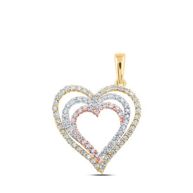 10kt Tri-Tone Gold Diamond Heart & Love Symbol Pendant - Alternate view 1 from Splendid Jewellery