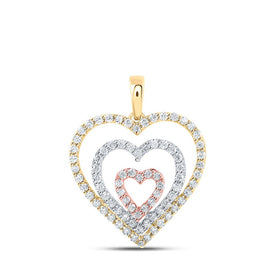 10kt Tri-Tone Gold Diamond Heart & Love Symbol Pendant - Alternate view 1 from Splendid Jewellery
