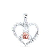 Load image into Gallery viewer, Romantic Rose Heart Diamond Pendant - 10kt Two-tone Gold - Alternate view 1 from Splendid Jewellery